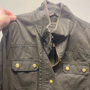 J crew rain jacket olive